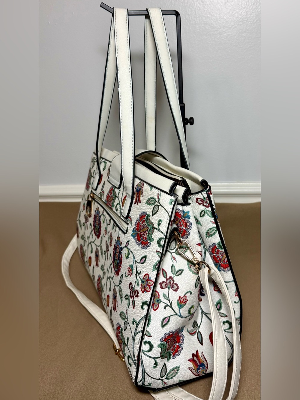 Jolene Couture Women’s Floral Tote Bag in White - Structured Shoulder/Crossbody - Picture 2 of 5
